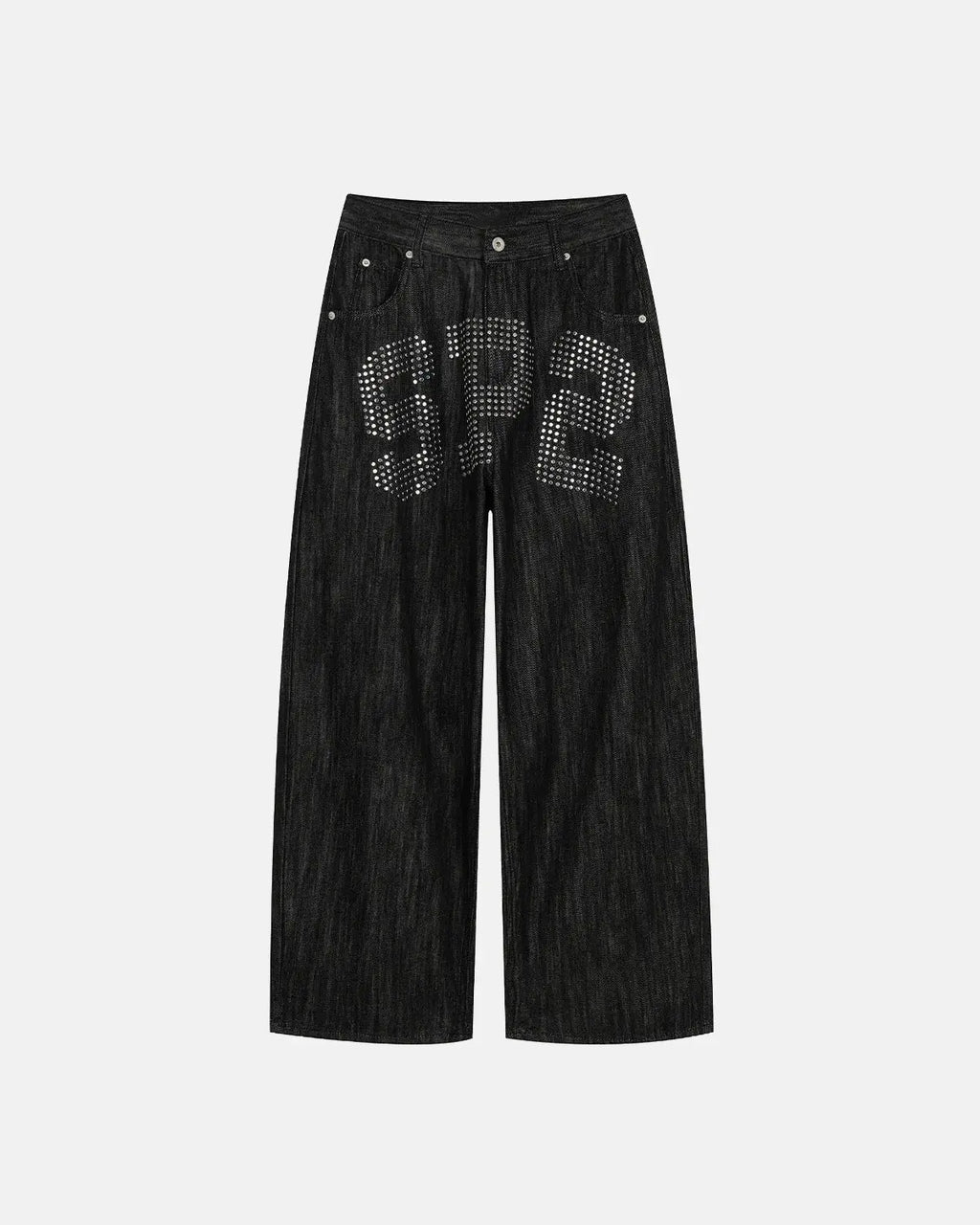 Rhinestone Number Wide Leg Jeans | Flation Streetwear