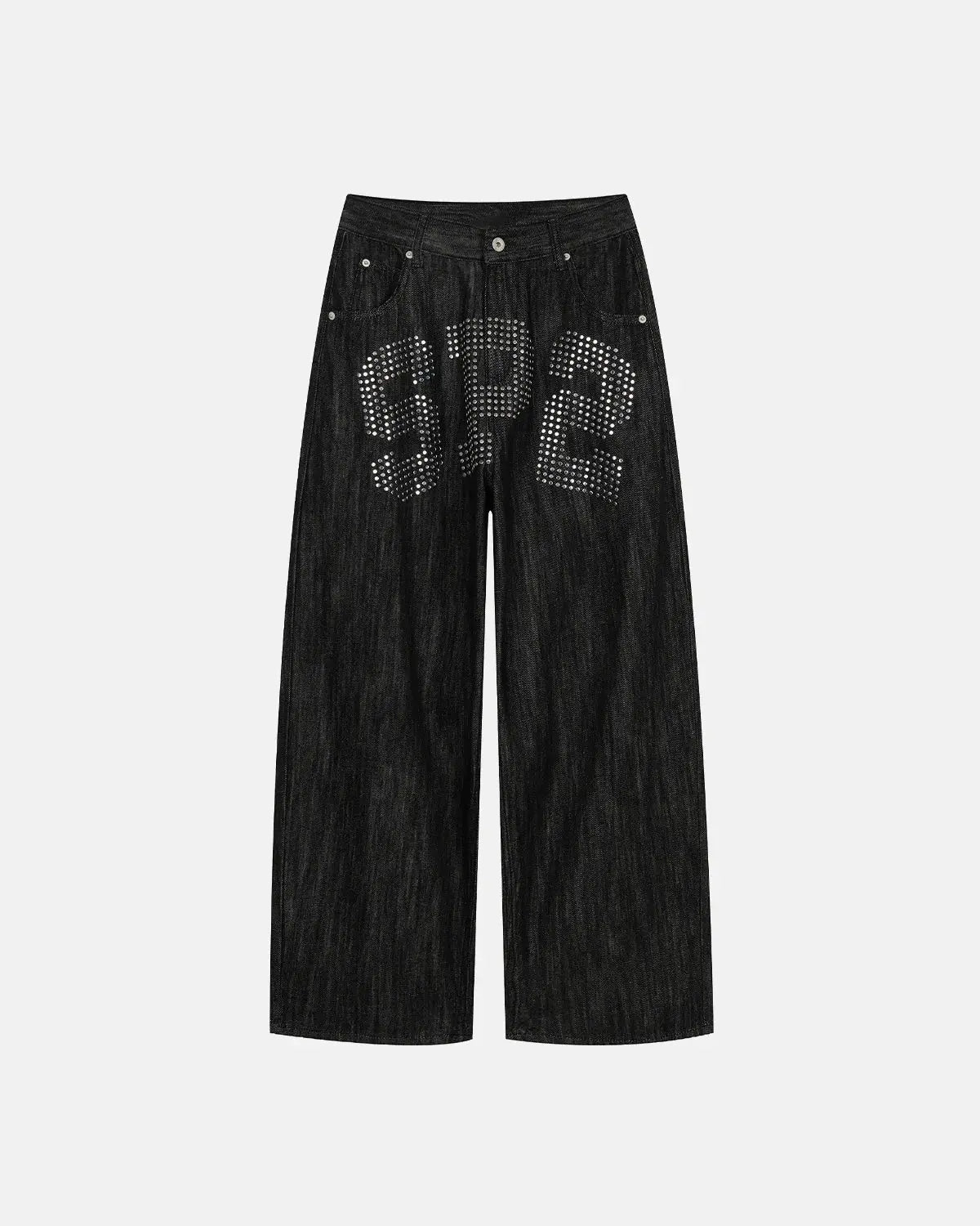 Rhinestone Number Wide Leg Jeans | Flation Streetwear