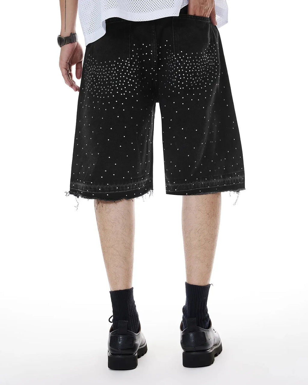 Rhinestone Straight Leg Jorts | Flation Streetwear