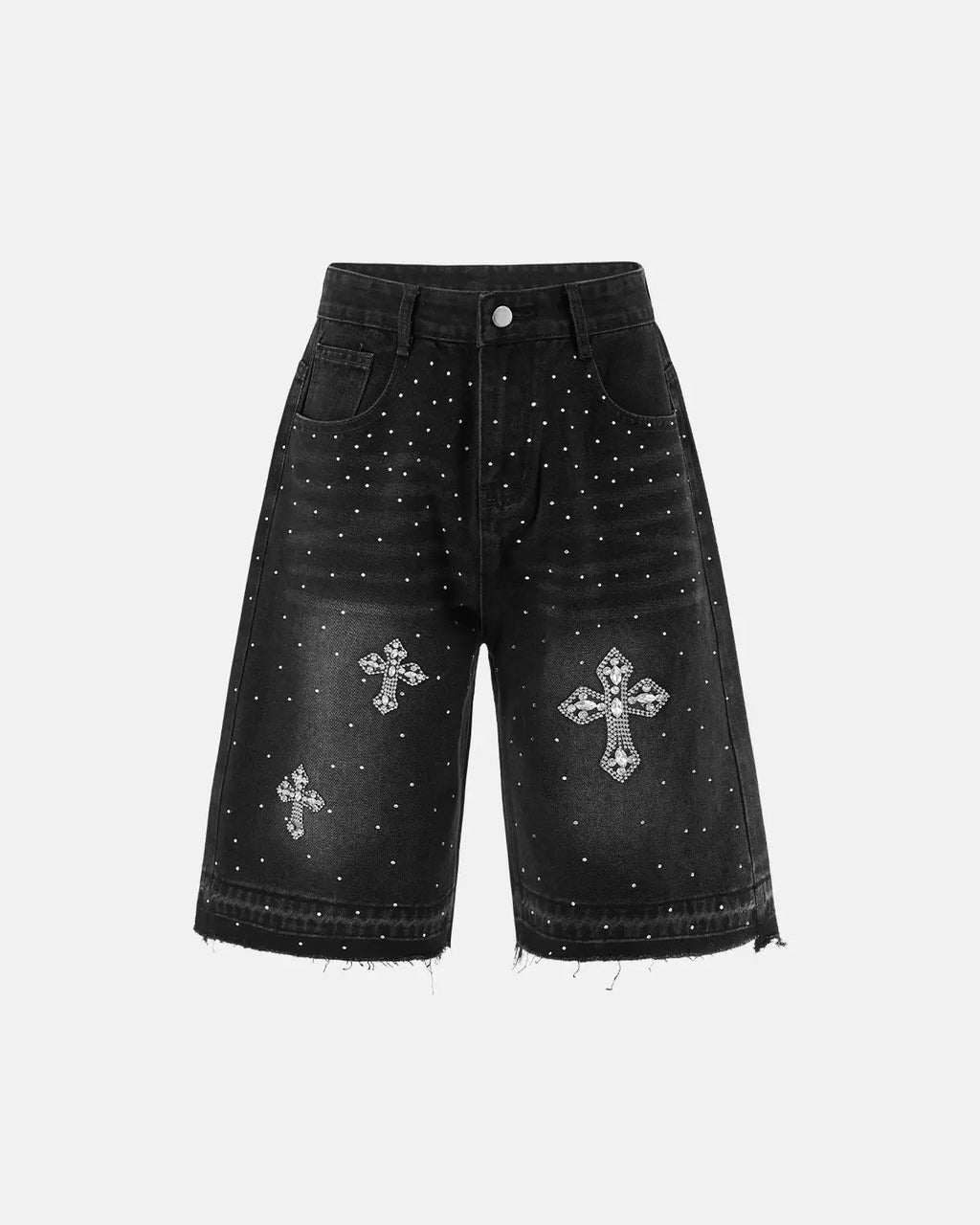 Rhinestone Straight Leg Jorts | Flation Streetwear