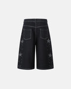 Star Rhinestone Denim Shorts | Flation Streetwear