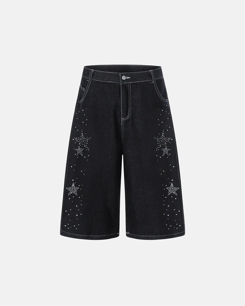 Star Rhinestone Denim Shorts | Flation Streetwear