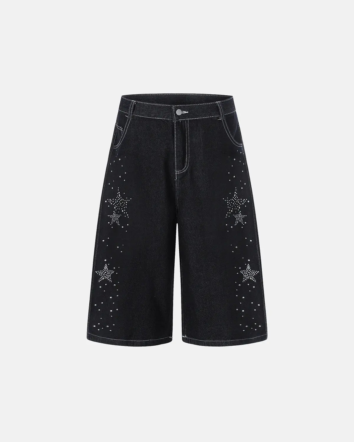Star Rhinestone Denim Shorts | Flation Streetwear