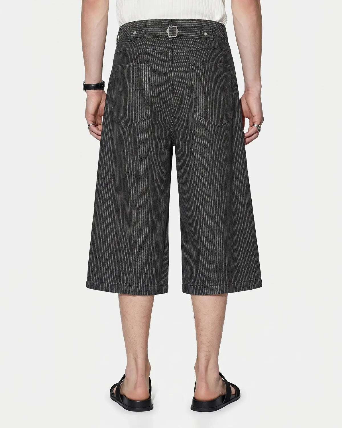 Striped Button Fly Baggy Jorts | Flation Streetwear