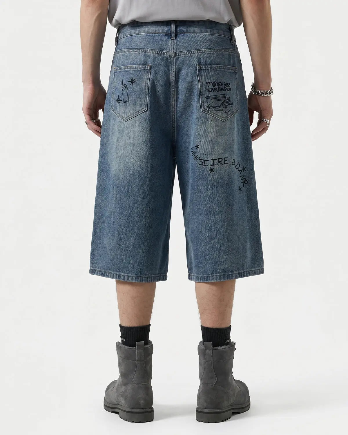 Washed Graffiti Longline Jorts | Flation Streetwear