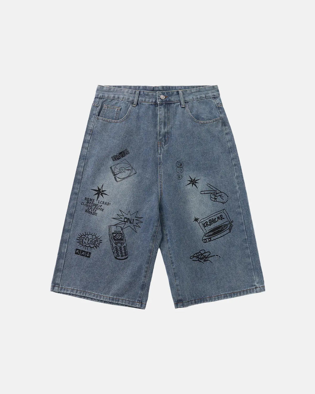 Washed Graffiti Longline Jorts | Flation Streetwear
