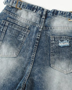 Cinch Back Deconstructed Distressed Barrel Jeans | Flation Streetwear