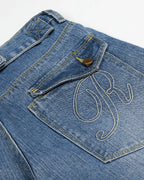 Cinch Back Washed Bamboo Weave Baggy Jeans | Flation Streetwear