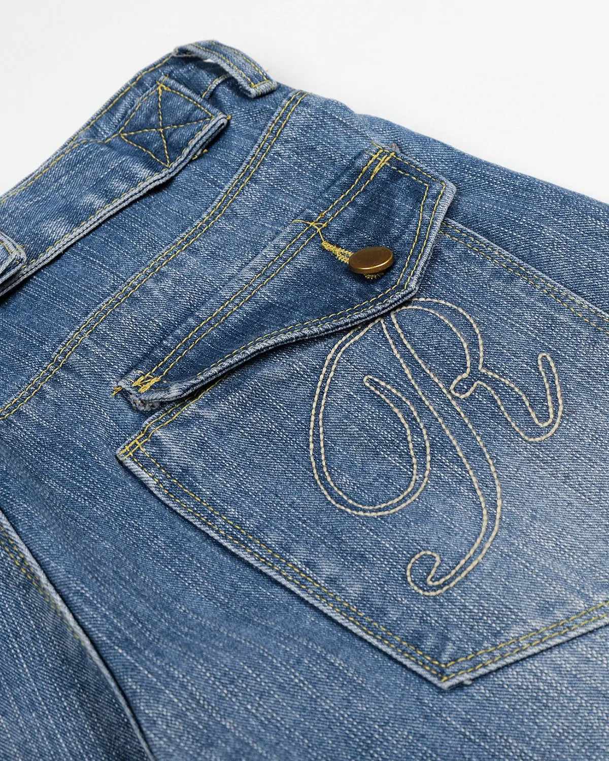 Cinch Back Washed Bamboo Weave Baggy Jeans | Flation Streetwear