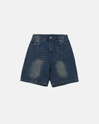 Deconstructed Washed Denim Jorts | Flation  Streetwear