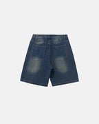 Deconstructed Washed Denim Jorts | Flation  Streetwear