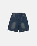 Deconstructed Washed Denim Jorts | Flation  Streetwear