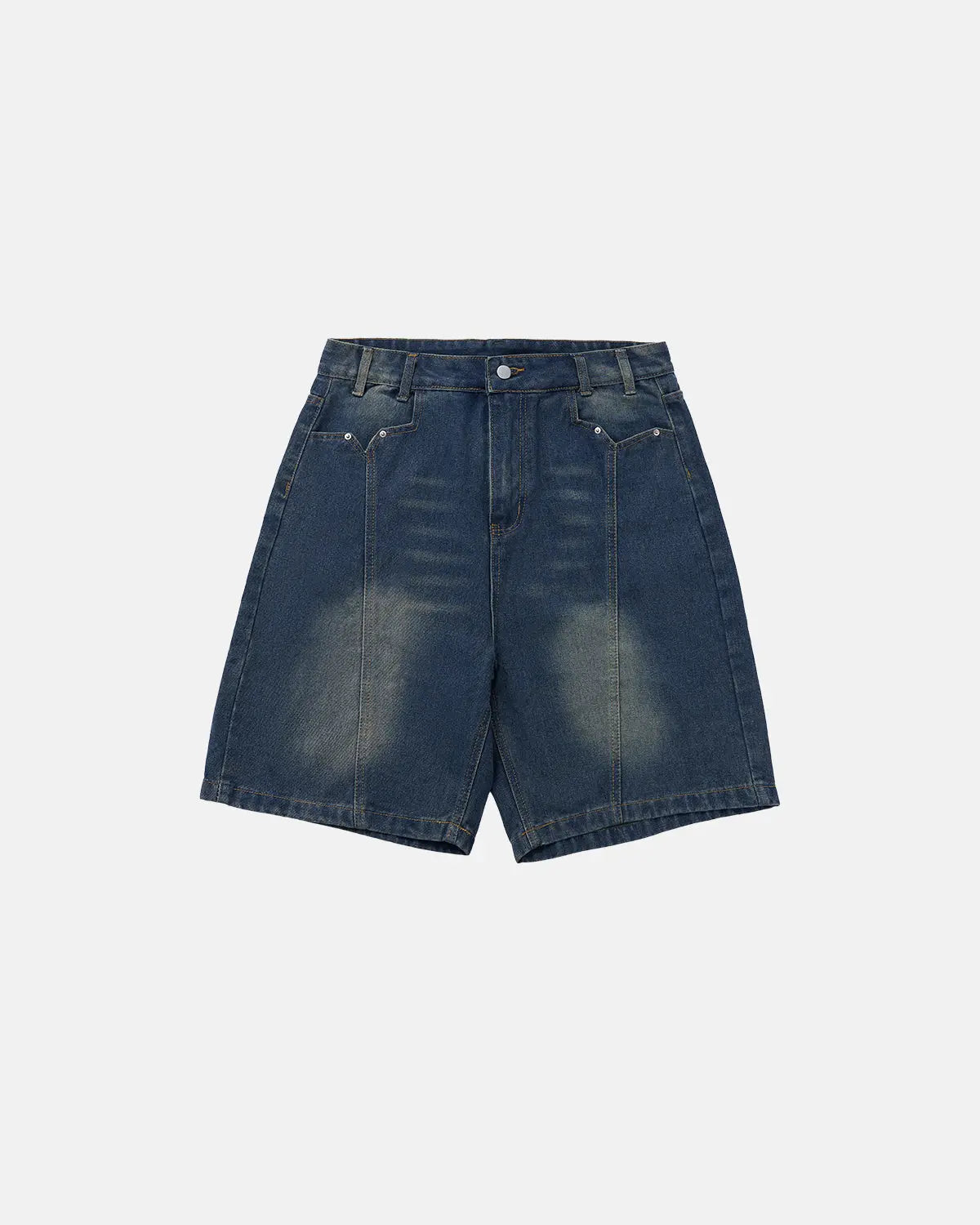 Deconstructed Washed Denim Jorts | Flation  Streetwear