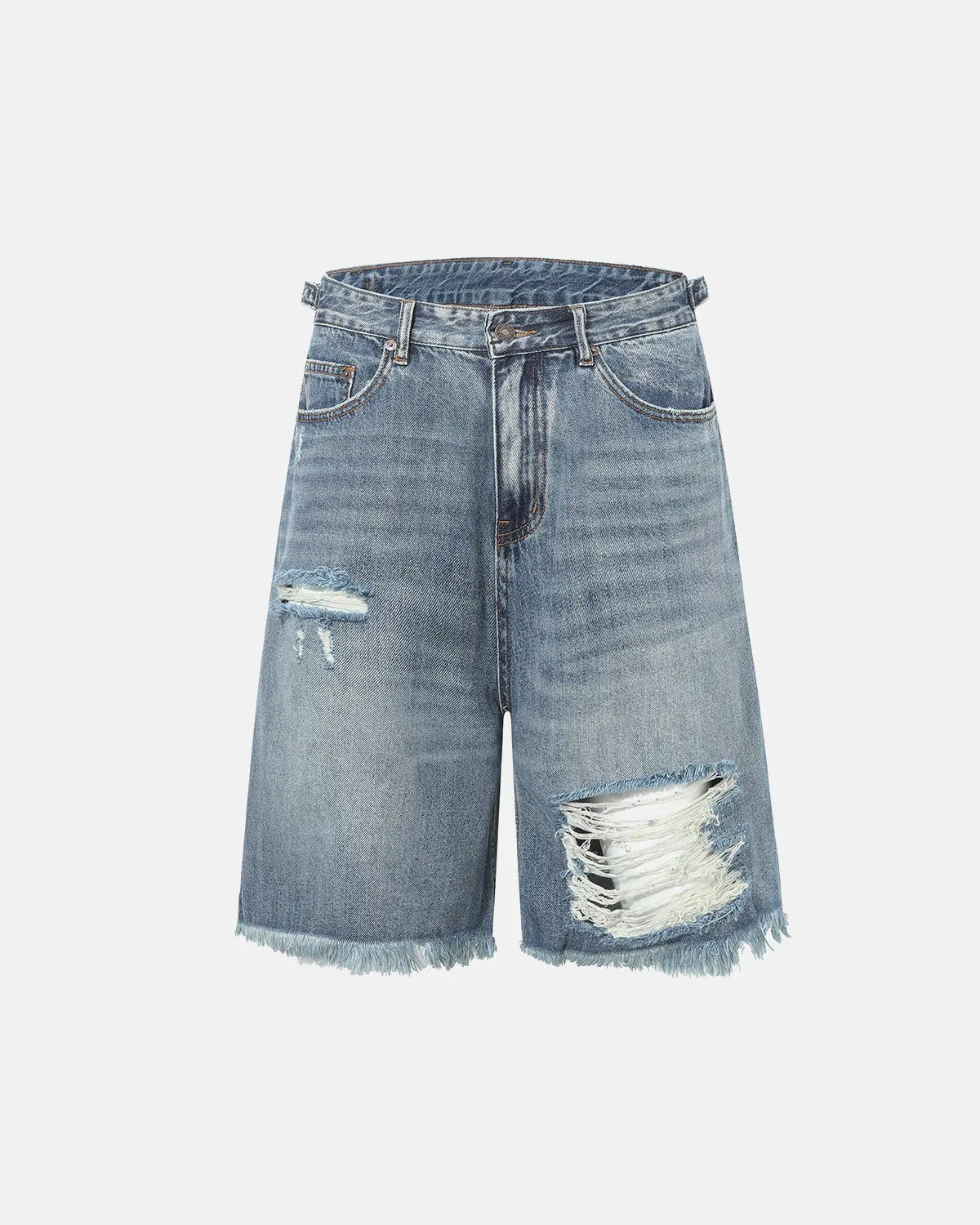 Distressed Baggy Jorts with Adjustable Waist Tabs | Flation Streetwear
