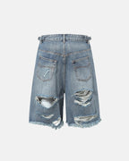 Distressed Baggy Jorts with Adjustable Waist Tabs | Flation Streetwear