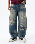 Distressed Button Barrel Jeans | Flation Streetwear