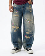 Distressed Button Barrel Jeans | Flation Streetwear