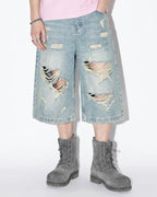 Distressed Longline Jorts | Flation Streetwear