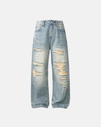 Distressed Ripped Straight-Leg Jeans | Flation Streetwear