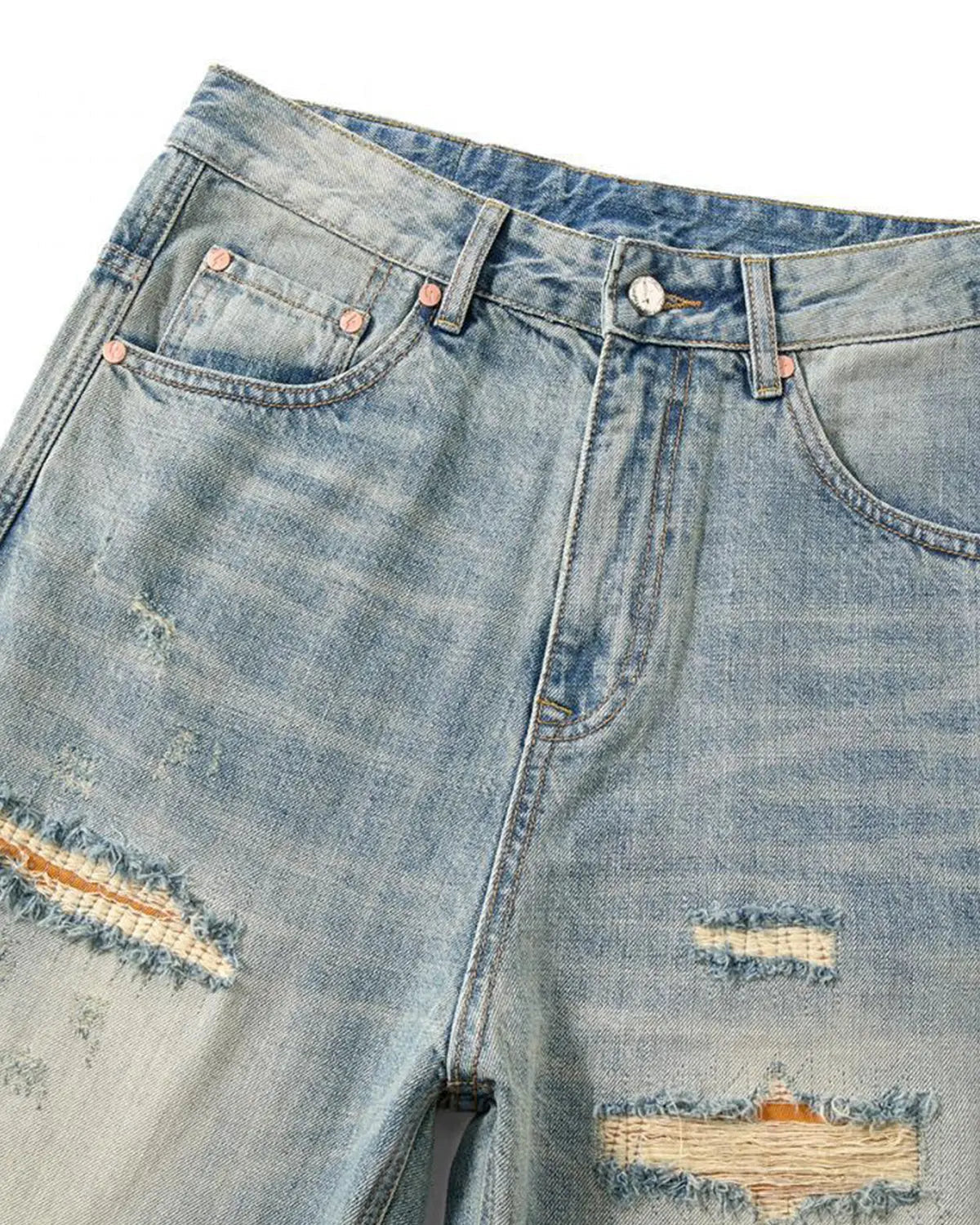 Distressed Ripped Straight-Leg Jeans | Flation Streetwear