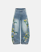 Embroidery Bamboo Weave Baggy Jeans | Flation Streetwear