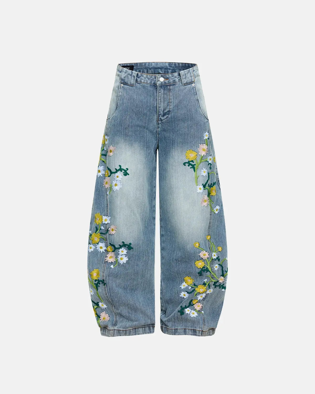 Embroidery Bamboo Weave Baggy Jeans | Flation Streetwear