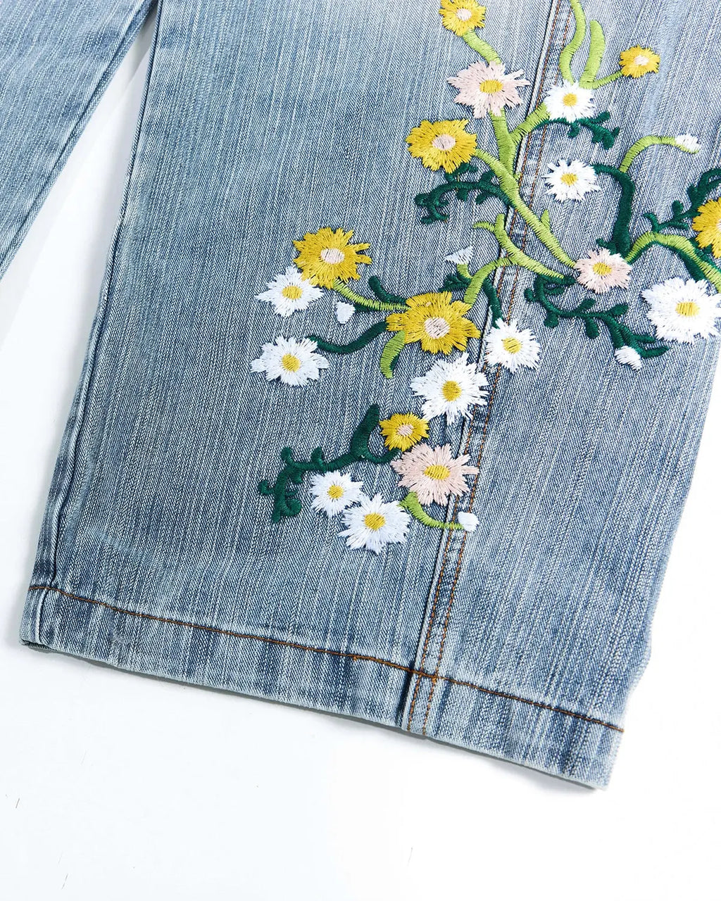 Embroidery Bamboo Weave Baggy Jeans | Flation Streetwear