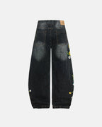 Embroidery Bamboo Weave Baggy Jeans | Flation Streetwear