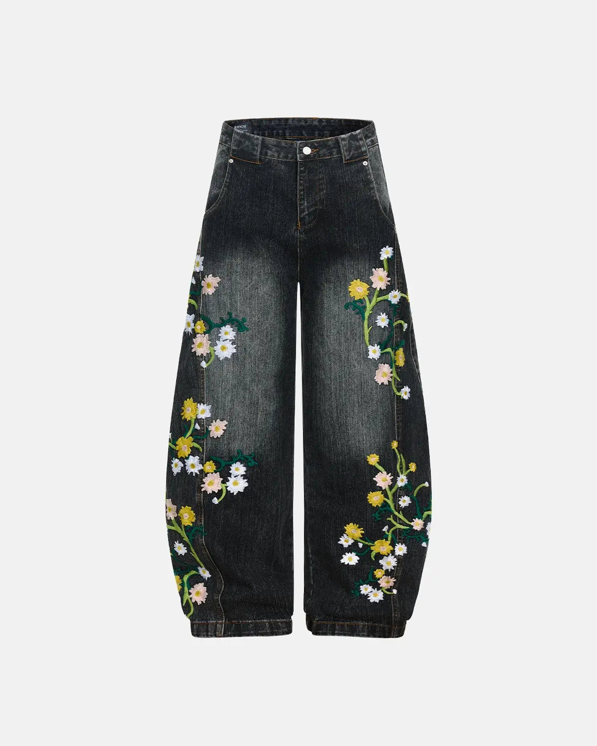 Embroidery Bamboo Weave Baggy Jeans | Flation Streetwear