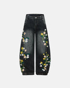 Embroidery Bamboo Weave Baggy Jeans | Flation Streetwear