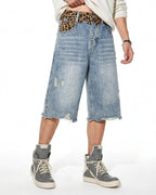 Leopard Patchwork Jorts | Flation Streetwear