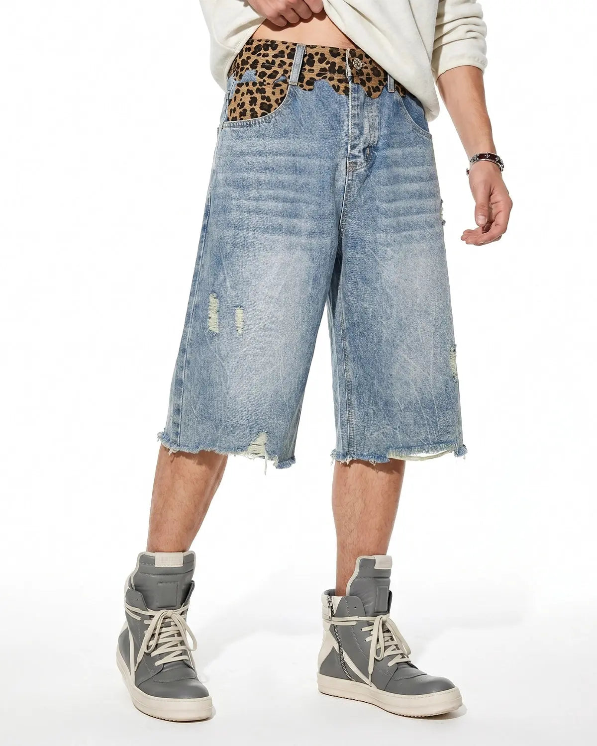 Leopard Patchwork Jorts | Flation Streetwear