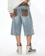 Leopard Patchwork Jorts | Flation Streetwear