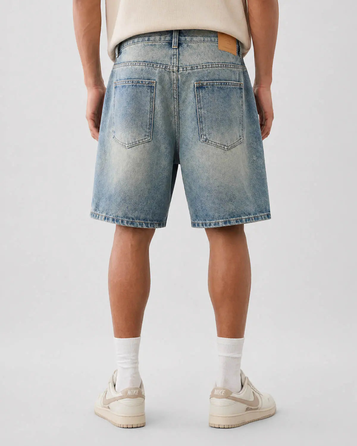 Mid-Length Washed Denim Shorts | Flation Streetwear