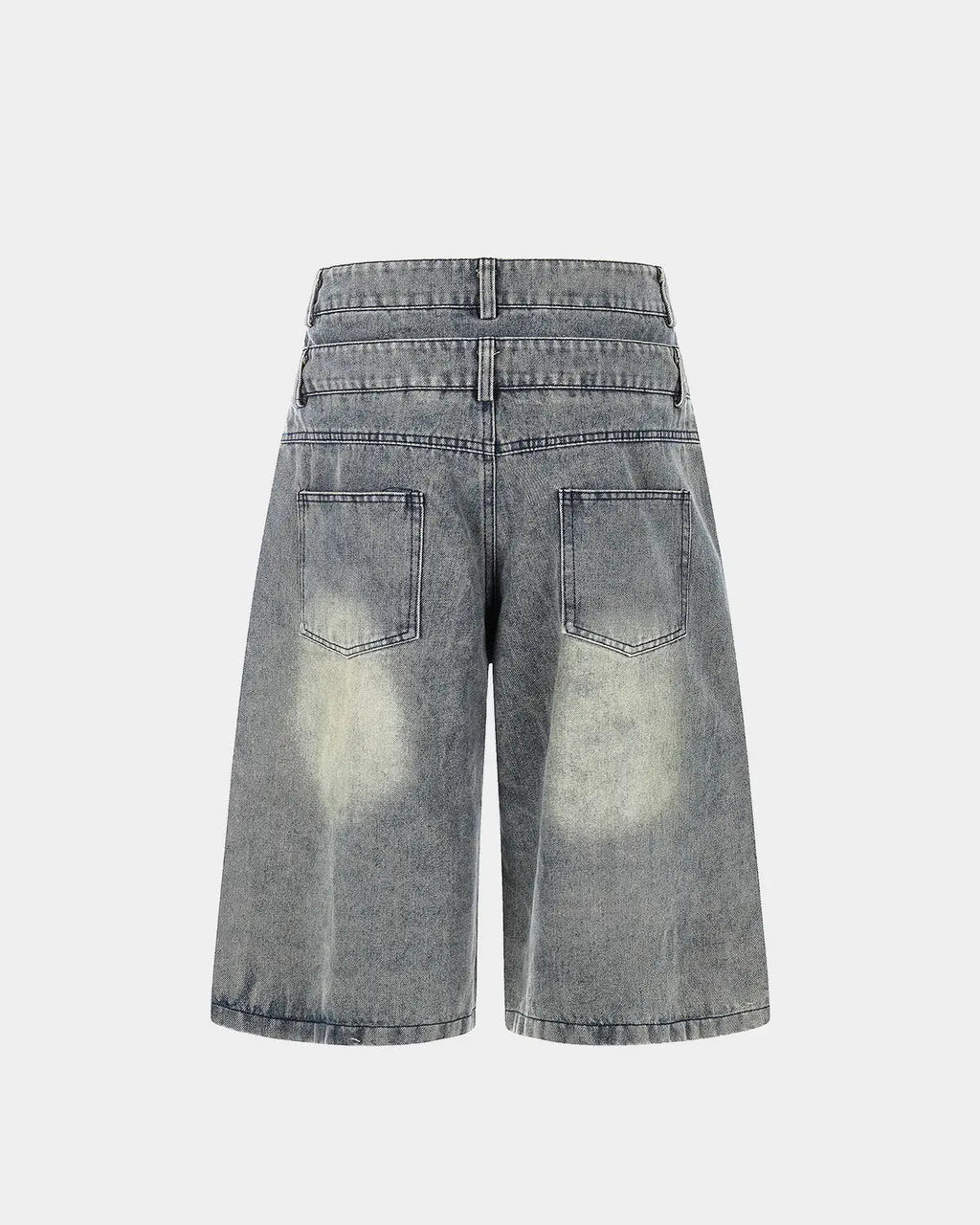 Rhinestone Cross Double Waist Denim Jorts | Flation Streetwear