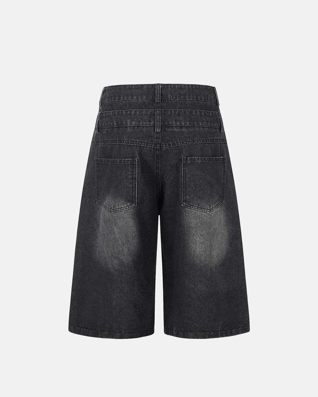 Rhinestone Cross Double Waist Denim Jorts | Flation Streetwear