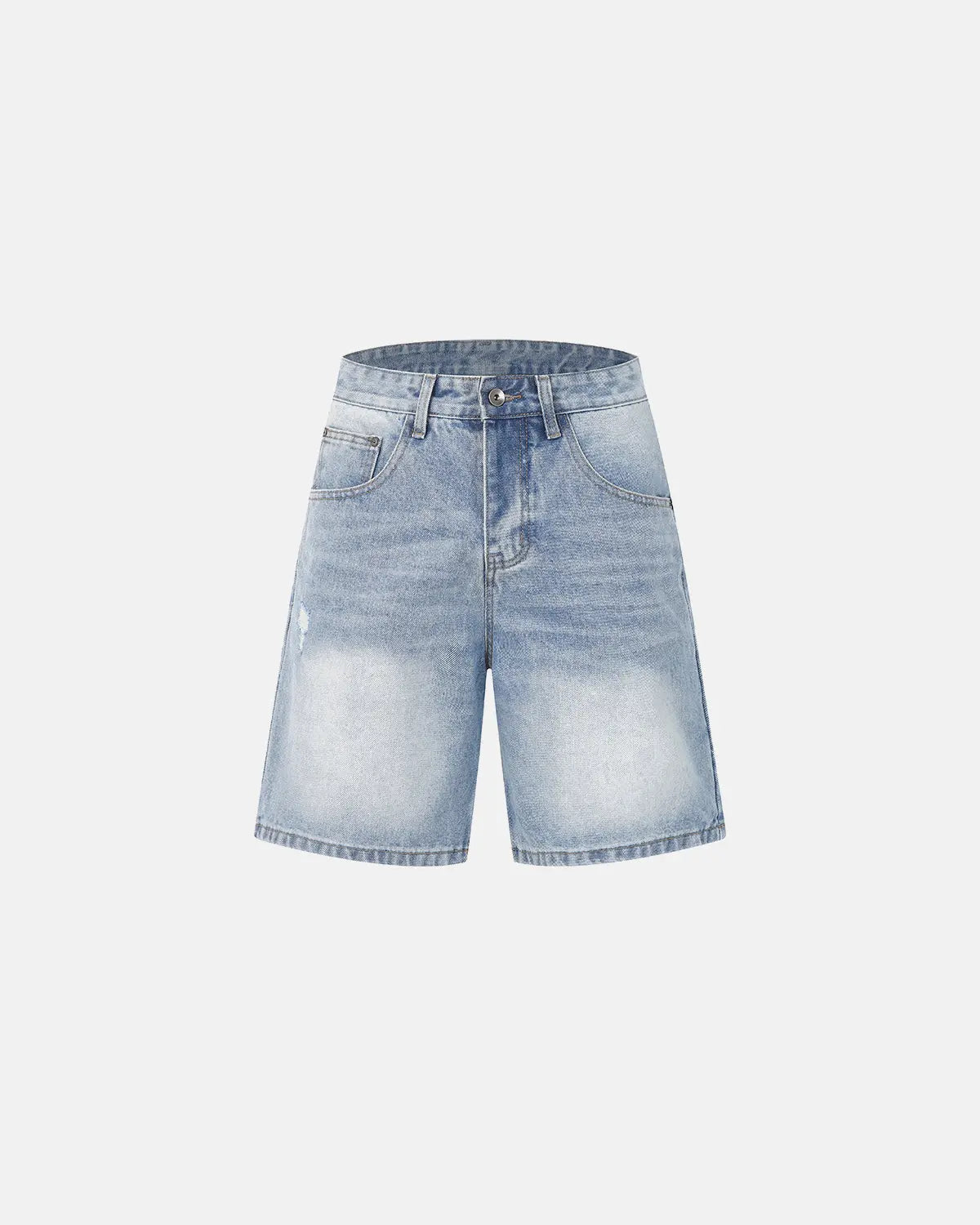 Ripped Mid-Length Washed Denim Shorts | Flation Streetwear