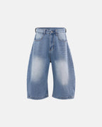 Star Rhinestone Longline Denim Shorts | Flation Streetwear