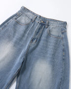 Star Rhinestone Longline Denim Shorts | Flation Streetwear