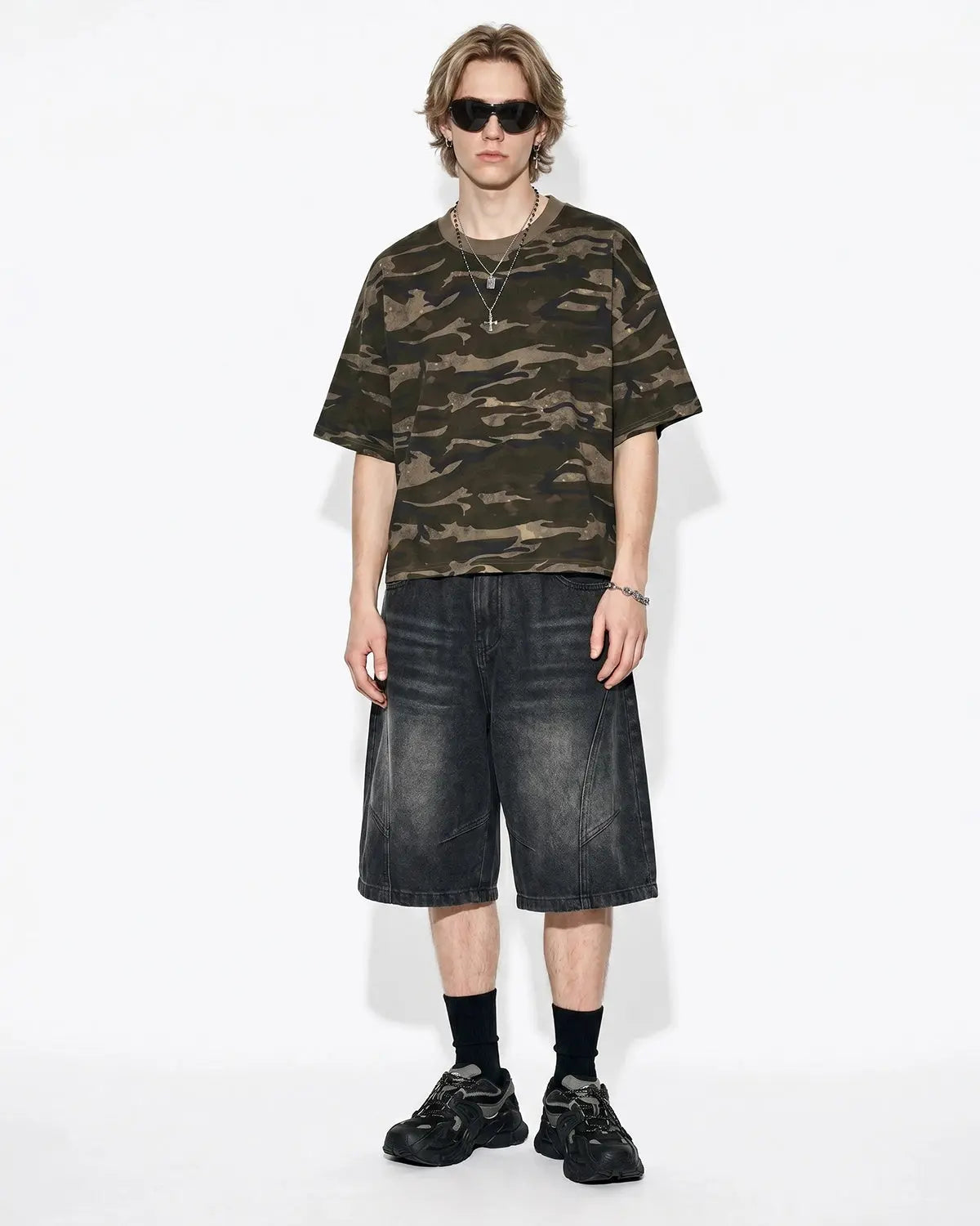 Structured Washed Denim Shorts | Flation Streetwear
