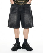 Structured Washed Denim Shorts | Flation Streetwear