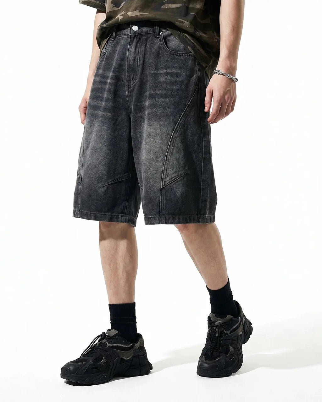 Structured Washed Denim Shorts | Flation Streetwear