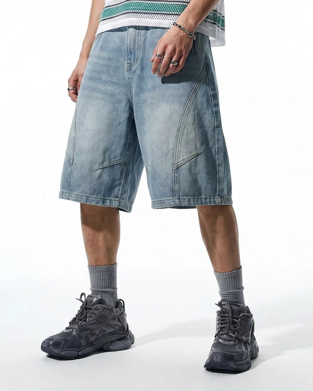 Structured Washed Denim Shorts | Flation Streetwear