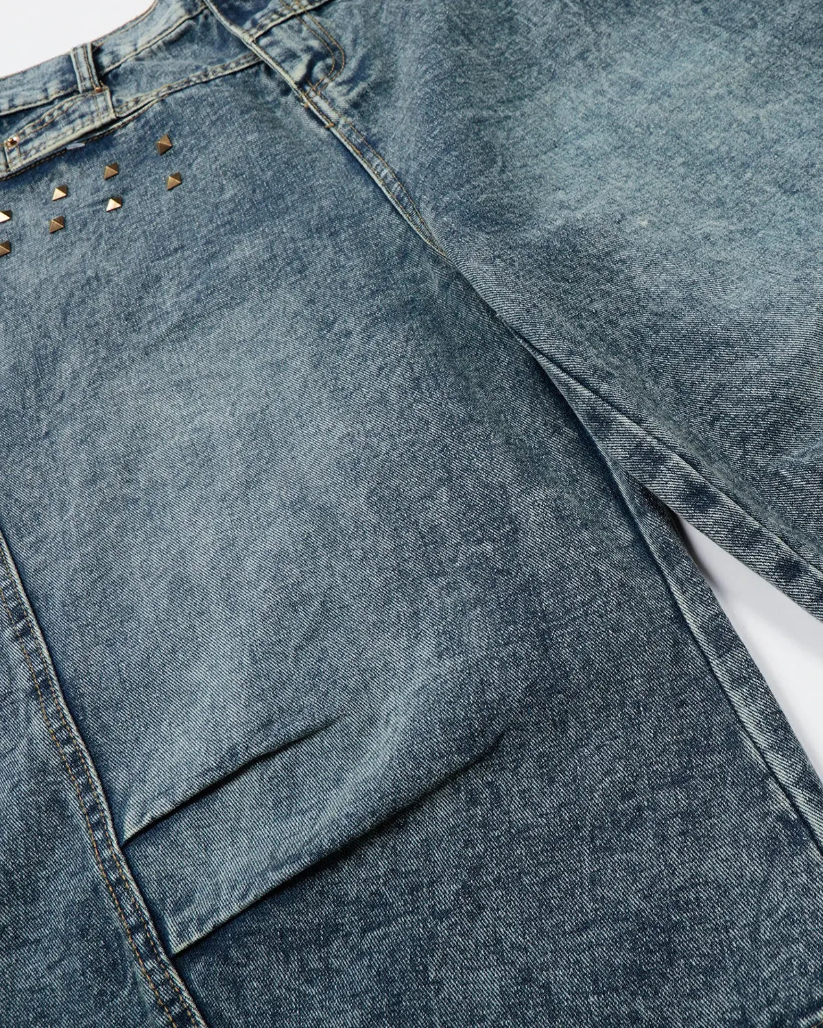Studded Washed Long Baggy Jorts | Flation Streetwear