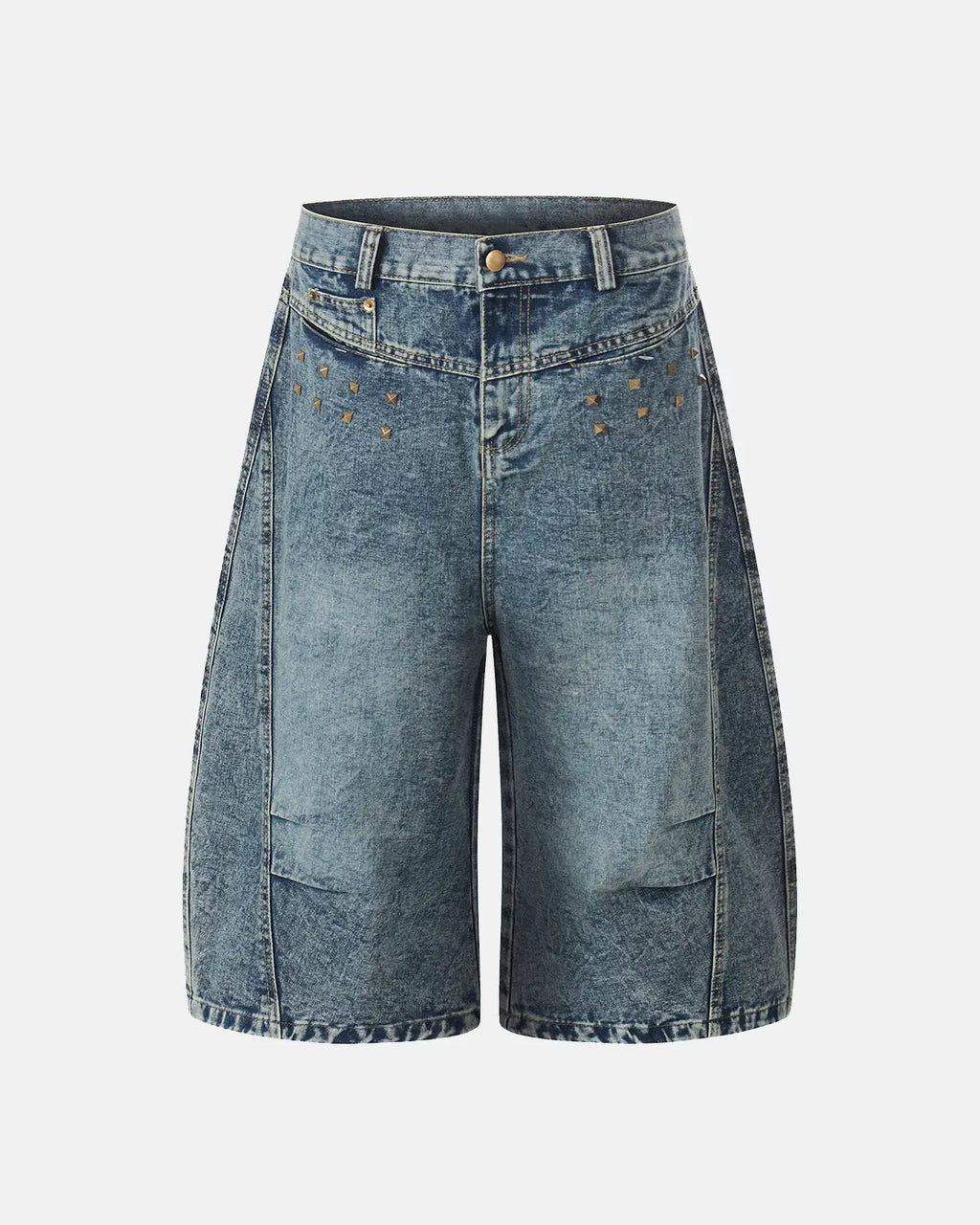 Studded Washed Long Baggy Jorts | Flation Streetwear