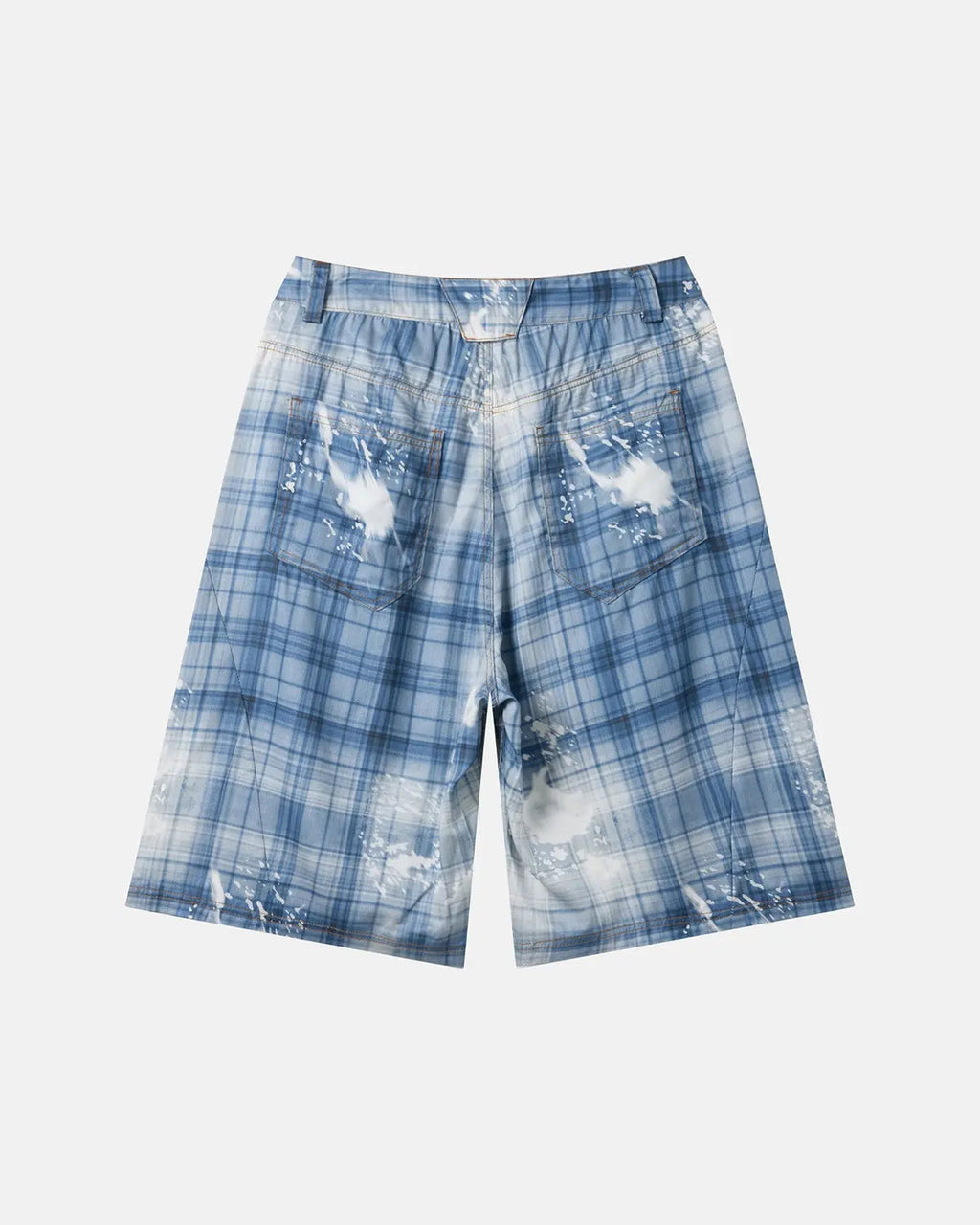 Tencel Washed Plaid Print Longline Shorts | Flation Streetwear