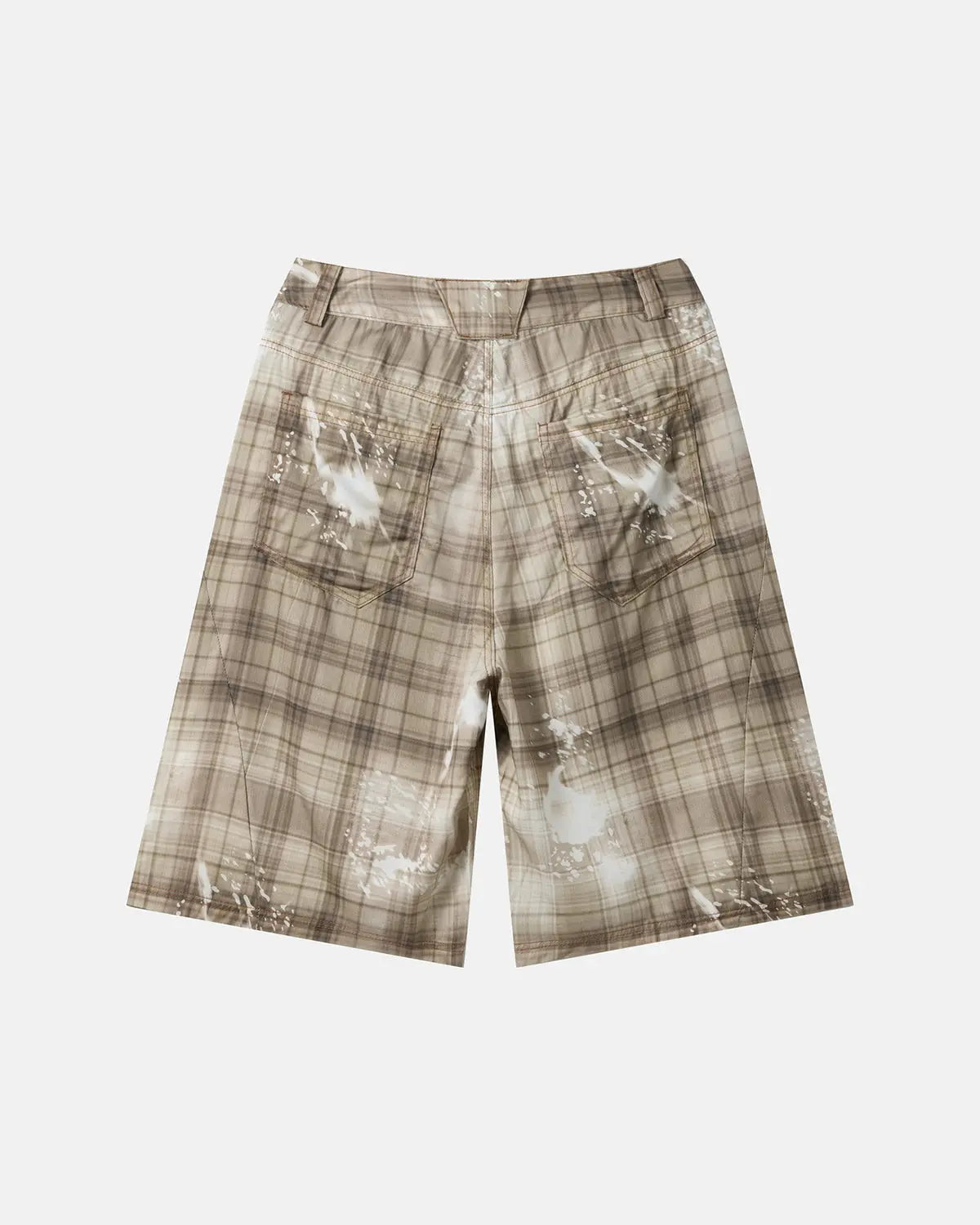 Tencel Washed Plaid Print Longline Shorts | Flation Streetwear