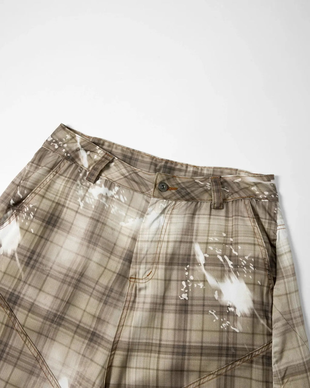 Tencel Washed Plaid Print Longline Shorts | Flation Streetwear