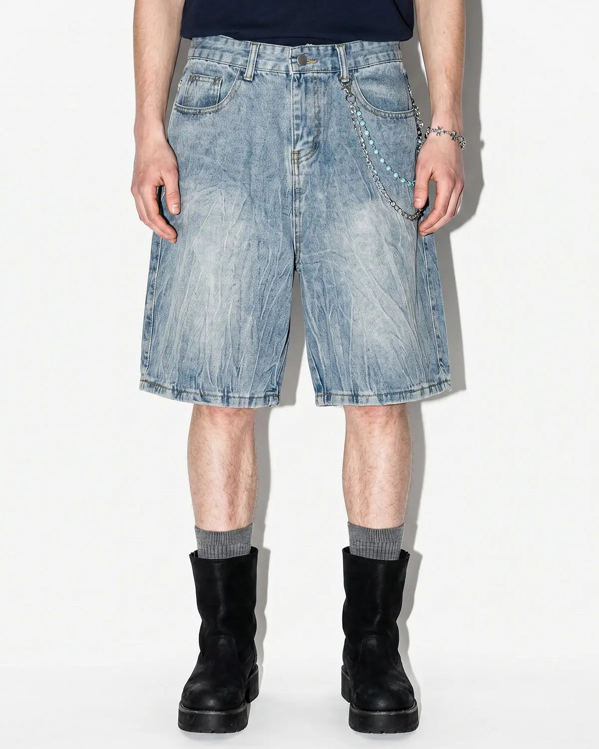 Textured Washed Longline Jorts | Flation Streetwear
