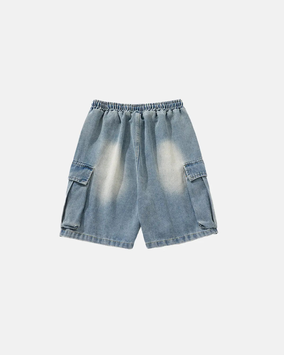 Washed Denim Cargo Shorts with Drawstring | Flation Streetwear
